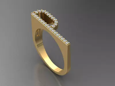 alphabet jewelry ring diamond letter P 3D print model