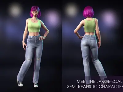 Streetwear Girl 1 - Casual Wear Girls Pack 1 Game-Ready Low-poly 3D model