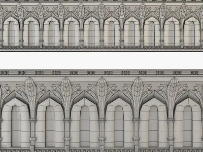 cornice pair of ornate gold arches 3D model