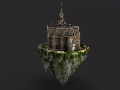Floating Castle High Detail 3D model