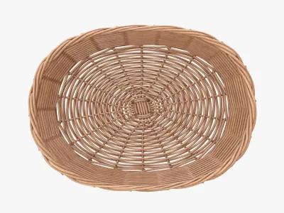 Wicker basket oval light brown 3D model