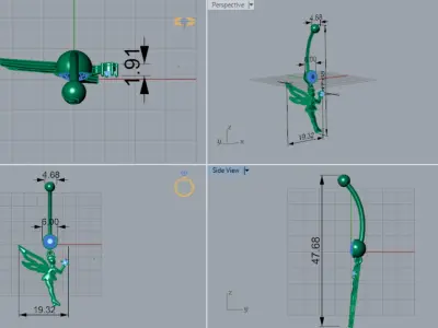 Angel Navel STL 3D piercing jewelry p0004 3D print model