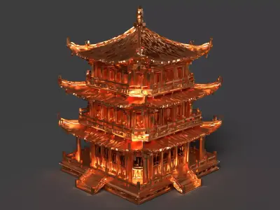 Chinese ancient house Low-poly 3D model get