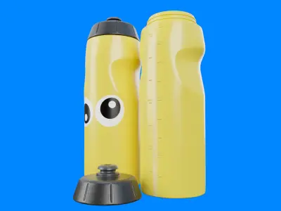 Yellow Water Bottle  Low-poly 3D model