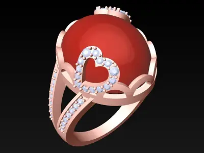 Oval Stone Ring - Womens Rings - GN104 3D print model