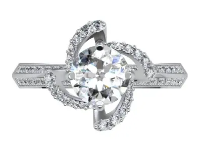 Engagement Ring  Model  2  Separated Pieces For 3D Print -CC85 3D print model