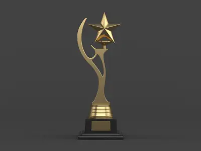 Gold Trophy Cups 3D model 22