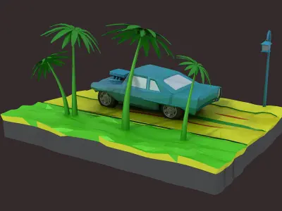 low poly car Cartoon Car collection toon vehicle  sport  3D model