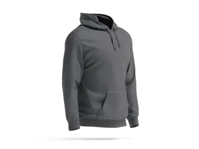 Black Hoodie - sports sweatshirt with hood 3D model