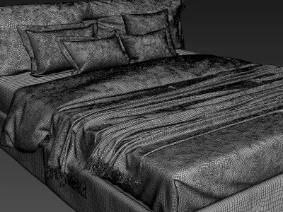 Modern bed high-poly 3D model
