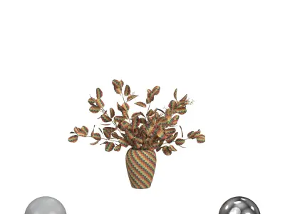 Bouquet of Eucalyptus in White Vase 3D model