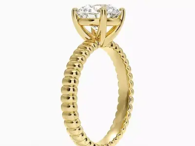 Textured solitaire ring  01 3D print model