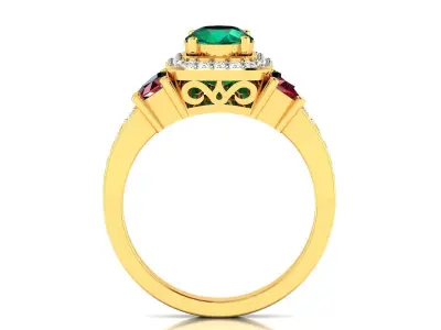 Green Stone Women Solitaire Ring 3dm stl Render Detail 3D print model