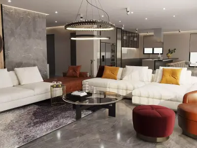 interrior design of luxury villa 3D model