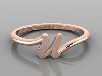 Alphabet Ring U 3D print model