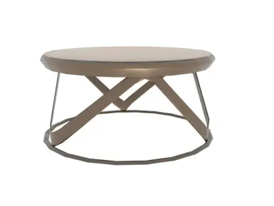 Table3 round side table with metal frame and glass top Low-poly 3D model