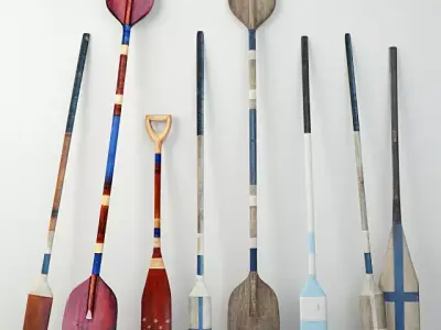 Vintage Wooden Paddles and Oars by Jeffan 3D model