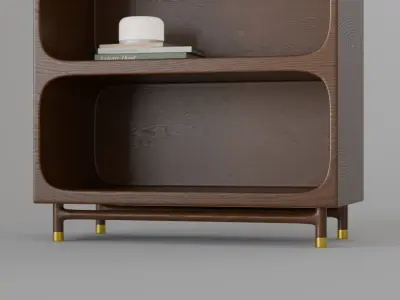 Rounded Wooden Book Shelf 3D model