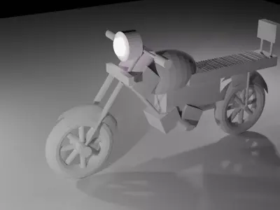 Motorcycle in city at night Low-poly 3D model