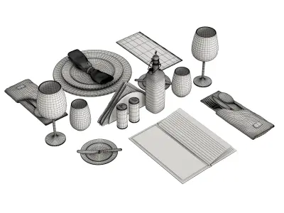 Restaurant table decorative set 3D model