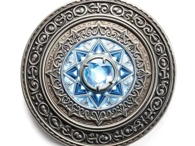 Ornate Silver Medallion model pack Low-poly 3D model