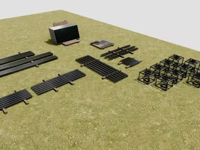 Solar Energy - Ground Mounting System Installation Animation 3D model