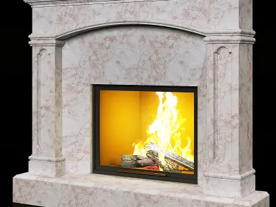 contemporary marble fireplace 3D model