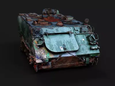 war destroyed APC M113 vehicle wreck PBR photogrammetry Low-poly 3D model