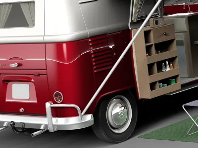 Volkswagen Camper Van Open Roof 1950  3D model