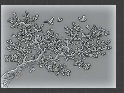 modern panel wall decor set wall relief mural CNC 124 3D model