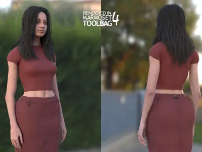 Woman - Summer Outfit 5 - Modular - Rigged Low-poly 3D model
