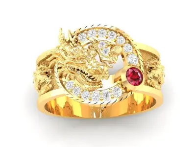 Luxury Dragon Wrap Diamond Men Ring  423 3D print model