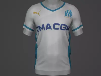 Marsilya Football Jersey T-Shirt - Soccer Kit Low-poly 3D model