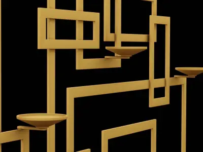 Golden Geometrical Furniture Design  Low-poly 3D model