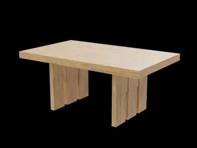 Table wooden 7 Low-poly 3D model