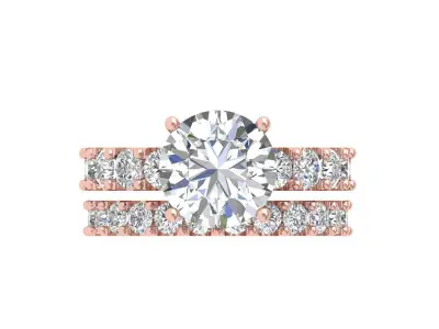 Solitair Ring Bridal Set 3D print model 13