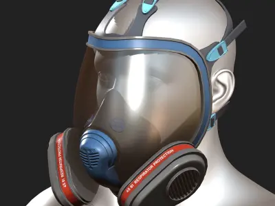 Gas mask protection futuristic technology fantasy  Low-poly 3D model