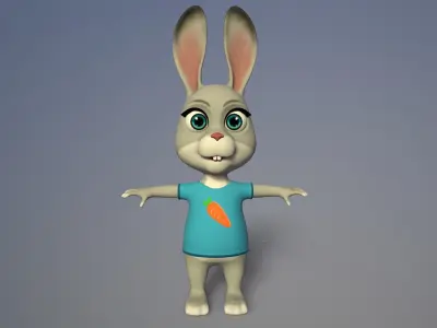cartoon rabbit Low-poly 3D model