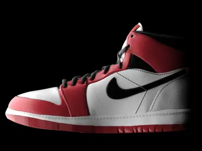 Air Jordan 1 Mid Chicago Low-poly 3D model