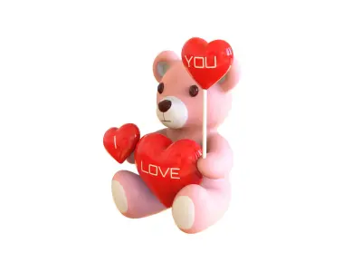 Valentines Day Teddy Bear With Heart Decorate  3D model