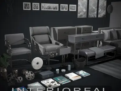 Furniture Asset Pack - Interioreal Collection 001 -  Low-poly 3D model
