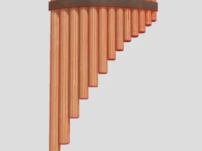 Panpipe wooden tube Low-poly 3D model