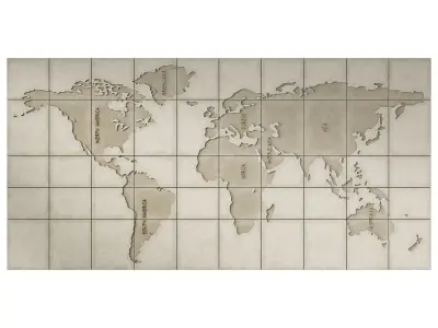 World map decorative concrete 3D model