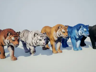 Tiger stylized Low-poly 3D model purchase
