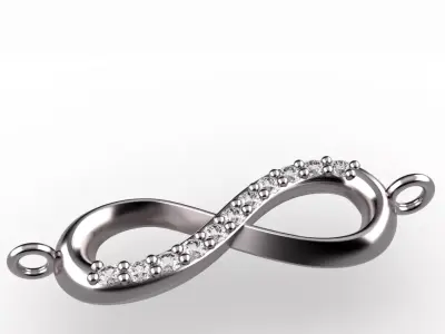 Infinity pendand with diamonds 3D print model