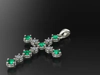 beautiful and graceful cross with diamonds 3D print model