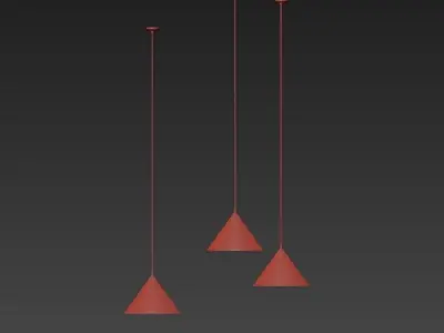 Annular hanging lamp with three lights 3D model