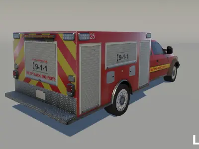 Fire and Rescue truck Low-poly 3D model