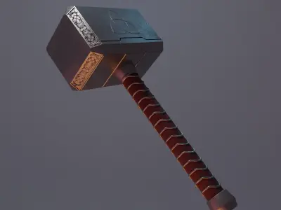 Thors hammer  Low-poly 3D model