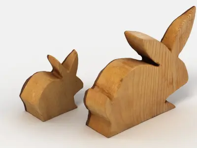 Wooden Rabbit Decorations 001 3D model